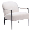 26" Ivory And Black Faux Shearling And Upholstered Arm Chair