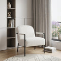 26" Ivory And Black Faux Shearling And Upholstered Arm Chair