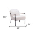 26" Ivory And Black Faux Shearling And Upholstered Arm Chair