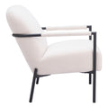 26" Ivory And Black Faux Shearling And Upholstered Arm Chair