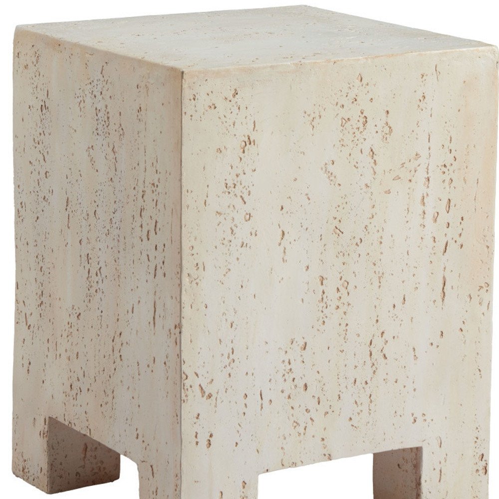 20" Beige Faux Stone Square End Table