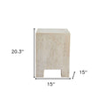 20" Beige Faux Stone Square End Table