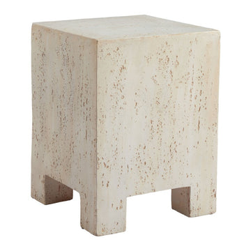 20" Beige Faux Stone Square End Table