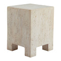 20" Beige Faux Stone Square End Table