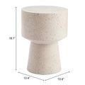 18" Beige Faux Stone Round Pedestal End Table