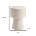 18" Beige Faux Stone Round Pedestal End Table