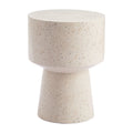 18" Beige Faux Stone Round Pedestal End Table