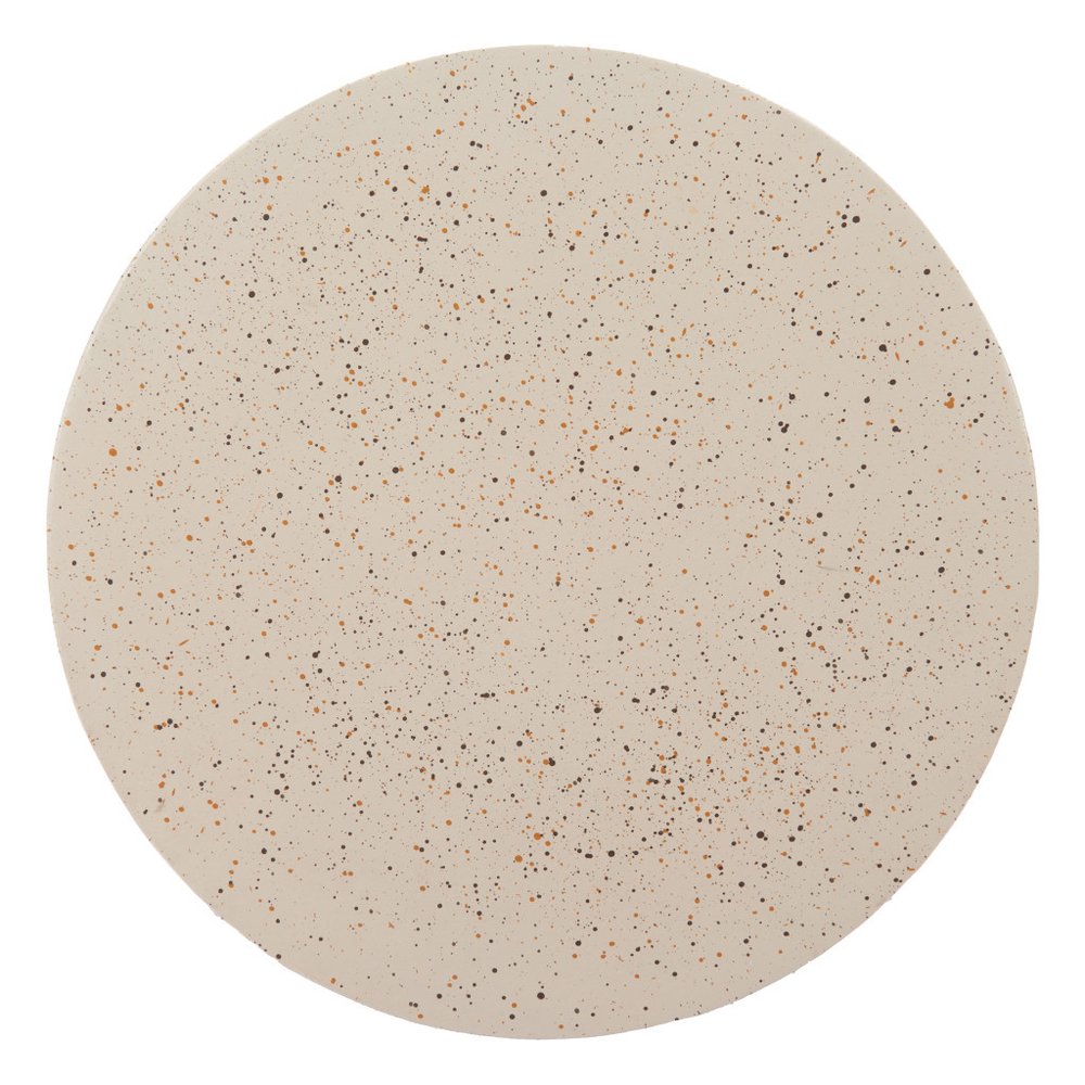 18" Beige Faux Stone Round Pedestal End Table