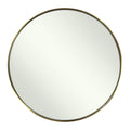20" Gold and Black Mirrored Glass and Iron Round End Table