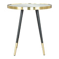 20" Gold and Black Mirrored Glass and Iron Round End Table