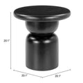20" Black Solid Wood Round Pedestal End Table