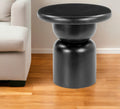 20" Black Solid Wood Round Pedestal End Table