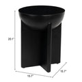 20" Black Solid Wood Round Pedestal End Table