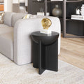 20" Black Solid Wood Round Pedestal End Table