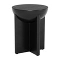 20" Black Solid Wood Round Pedestal End Table