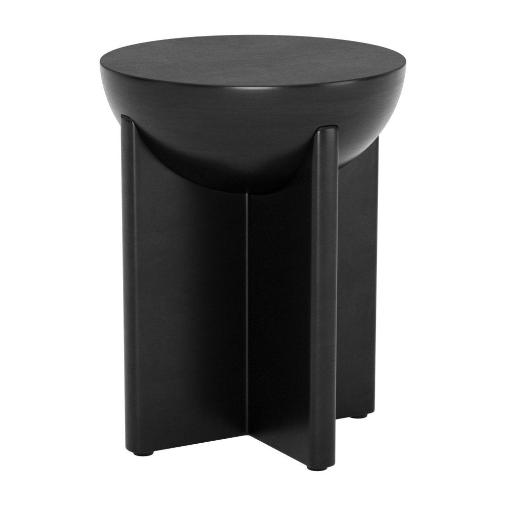 20" Black Solid Wood Round Pedestal End Table