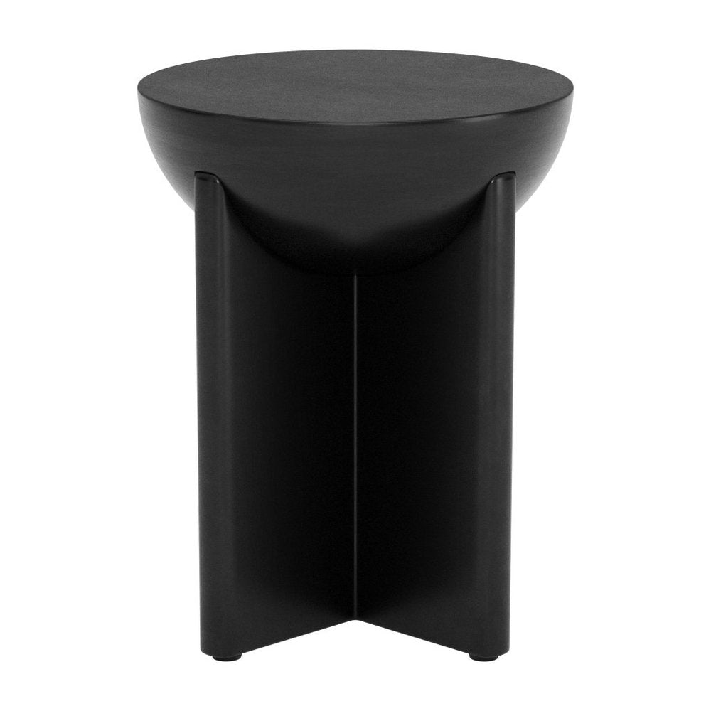 20" Black Solid Wood Round Pedestal End Table