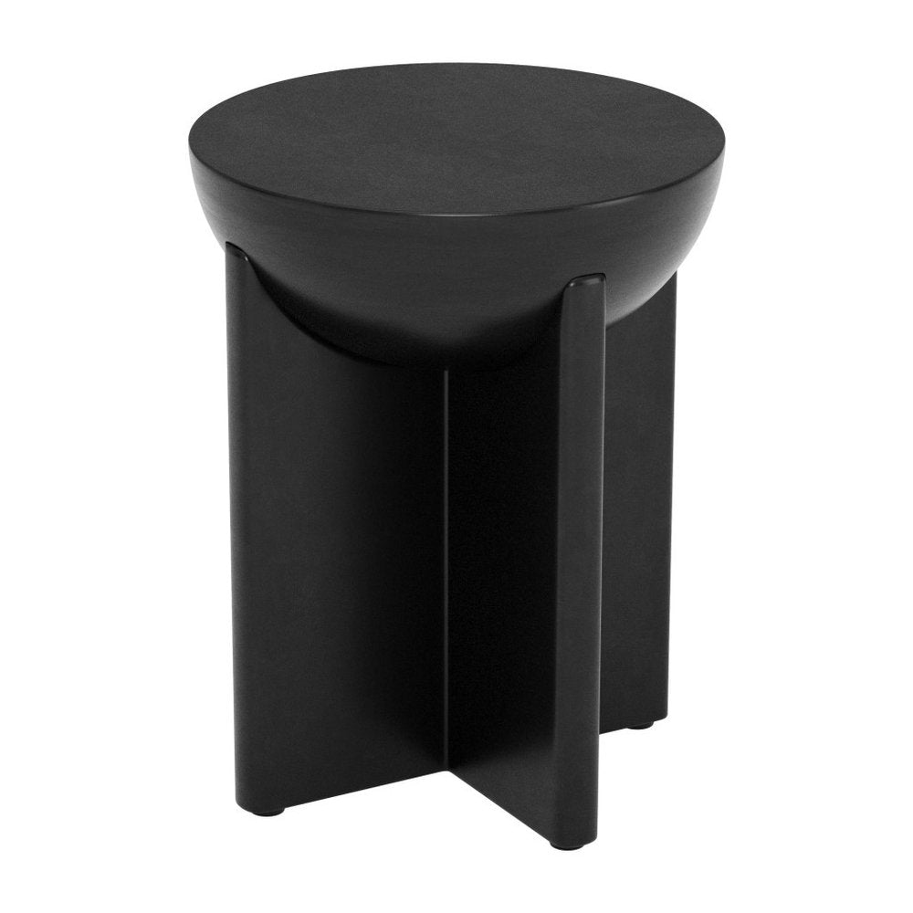 20" Black Solid Wood Round Pedestal End Table
