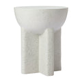 18" White Faux Stone Round Pedestal End Table