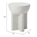 18" White Faux Stone Round Pedestal End Table
