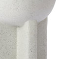 18" White Faux Stone Round Pedestal End Table