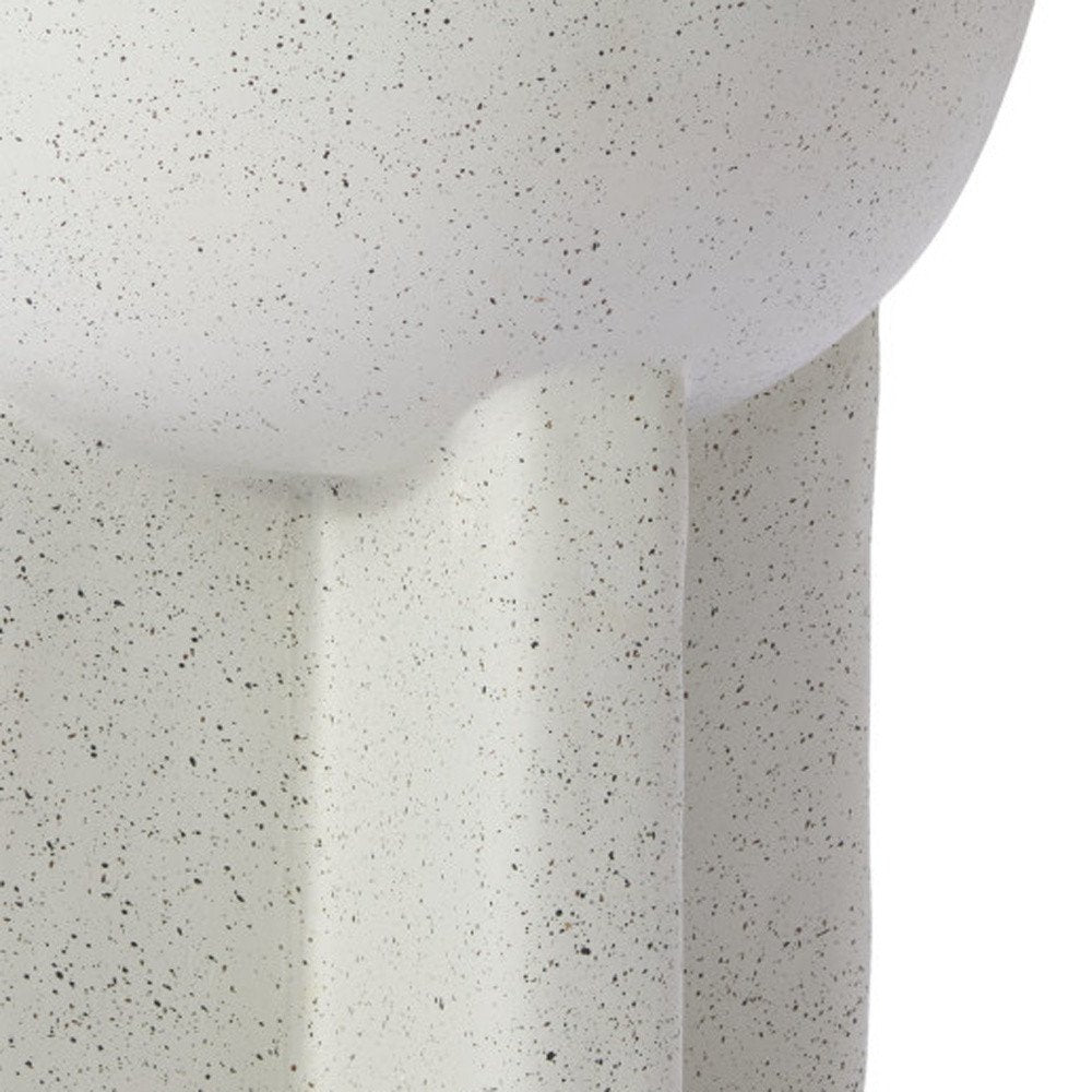 18" White Faux Stone Round Pedestal End Table