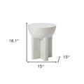 18" White Faux Stone Round Pedestal End Table
