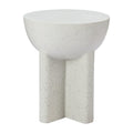 18" White Faux Stone Round Pedestal End Table