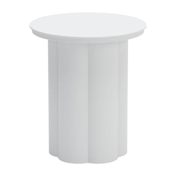 19" White Aluminum Round Pedestal End Table
