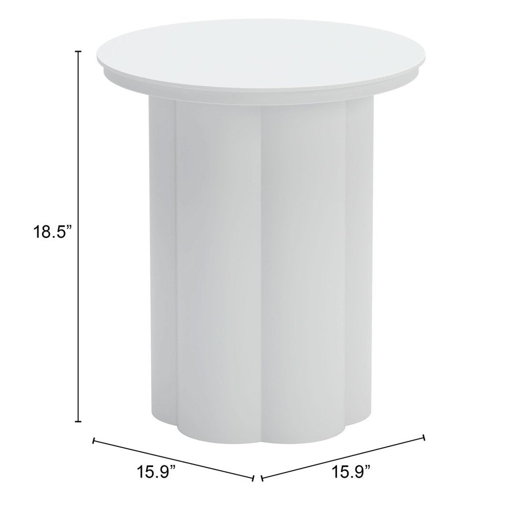 19" White Aluminum Round Pedestal End Table