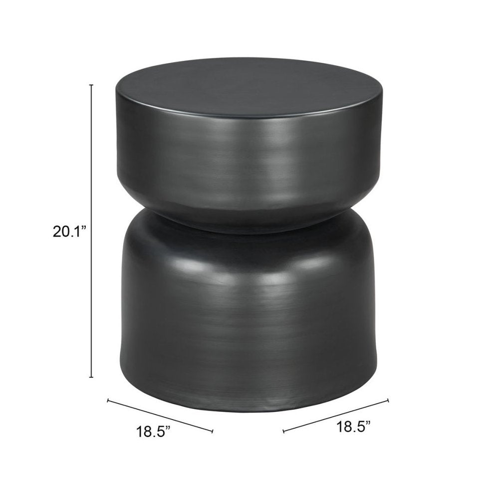 20" Black Iron Round Drum End Table