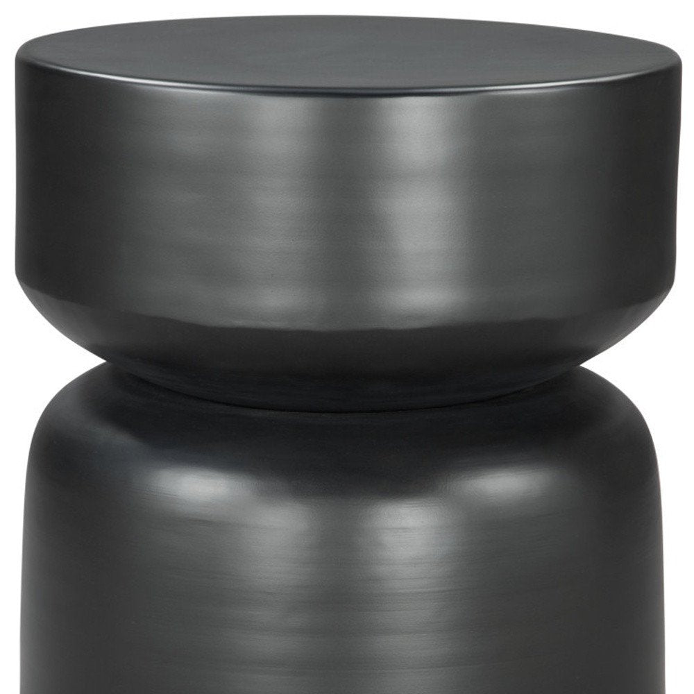 20" Black Iron Round Drum End Table