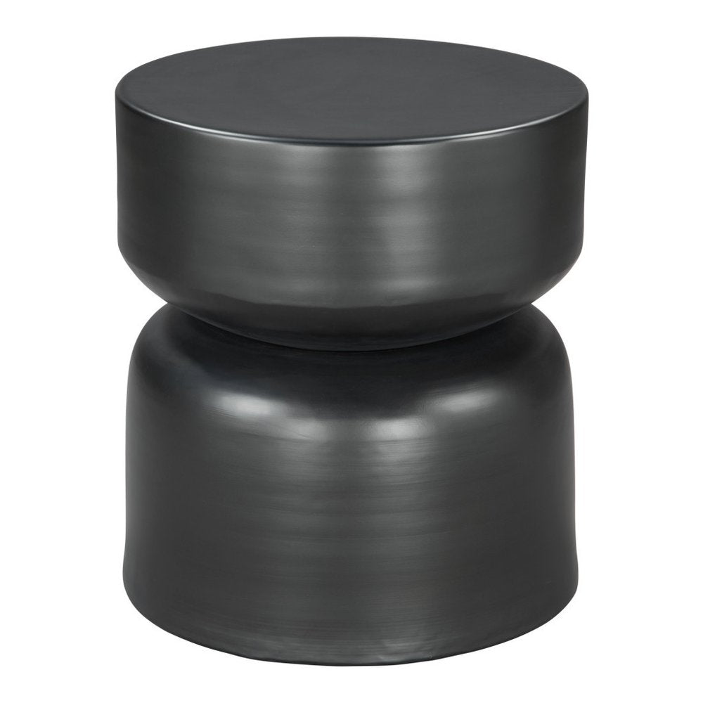 20" Black Iron Round Drum End Table