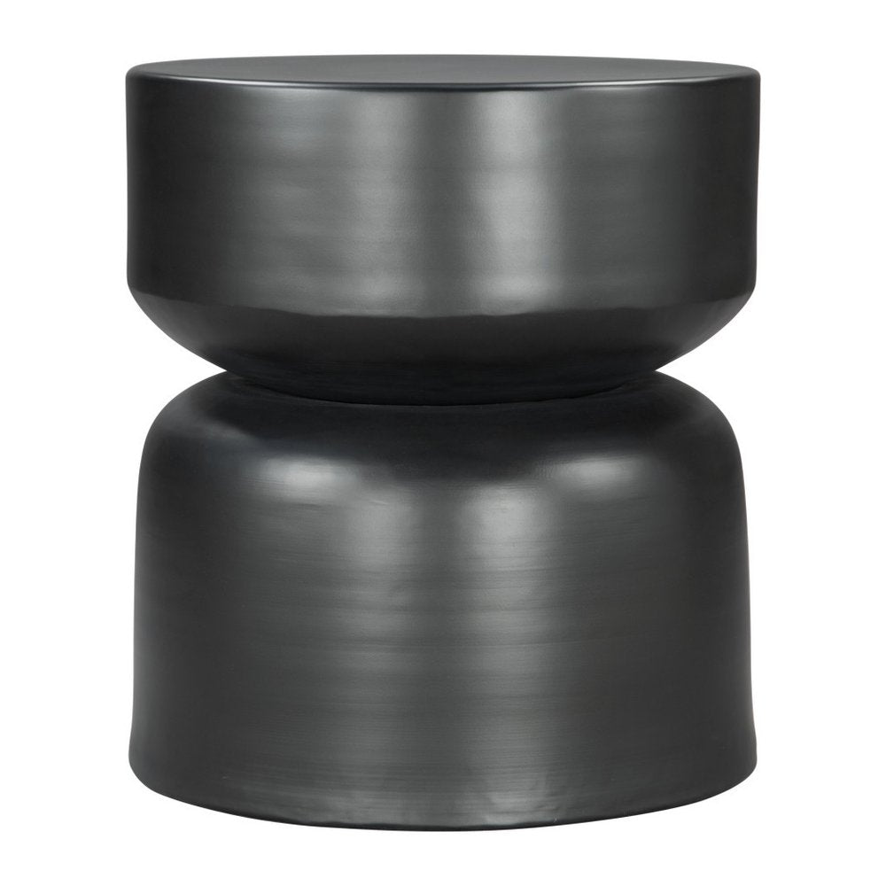 20" Black Iron Round Drum End Table