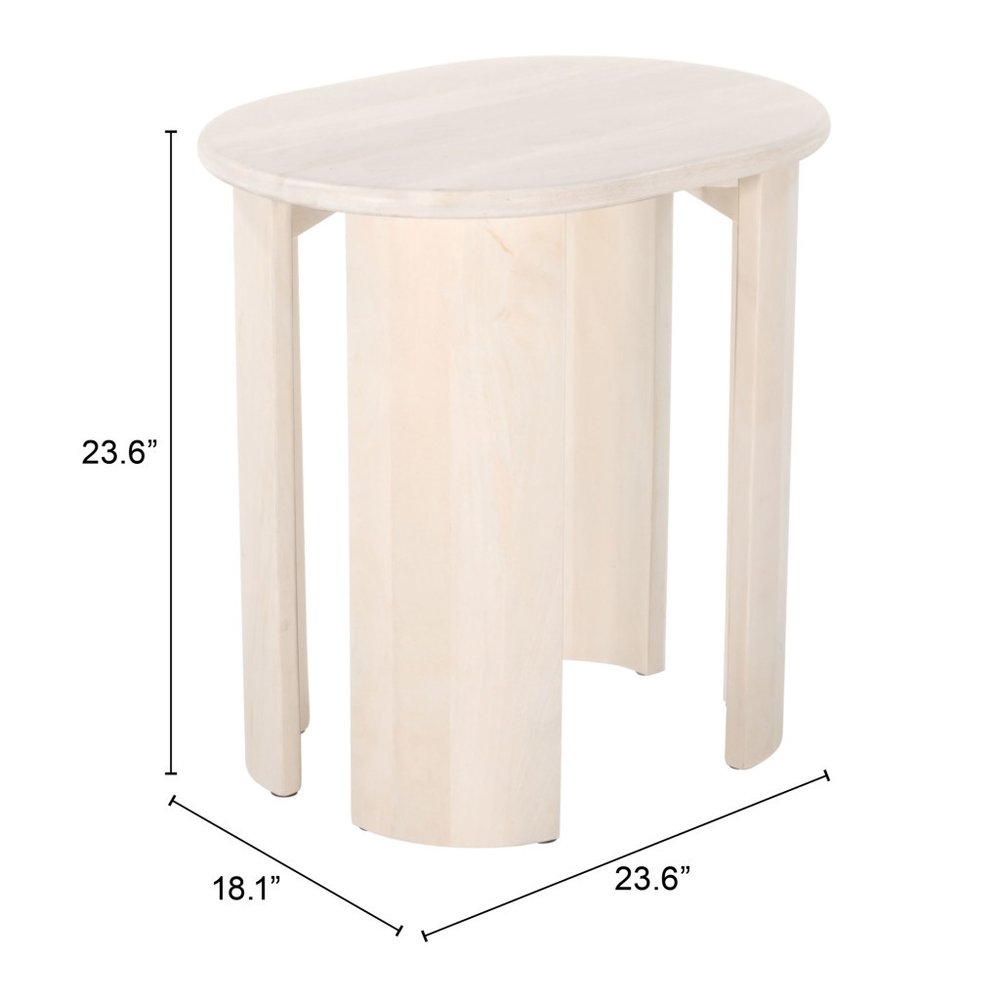 24" Natural Solid Wood Oval End Table