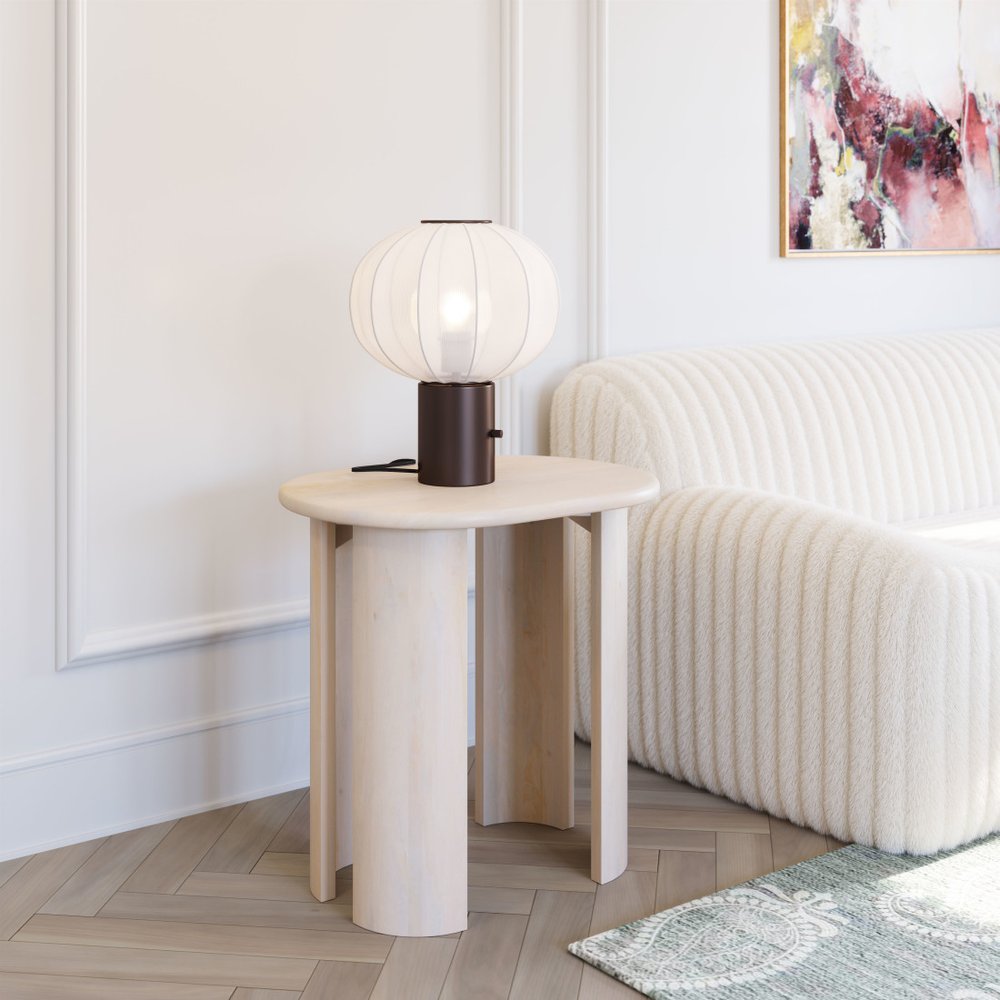 24" Natural Solid Wood Oval End Table