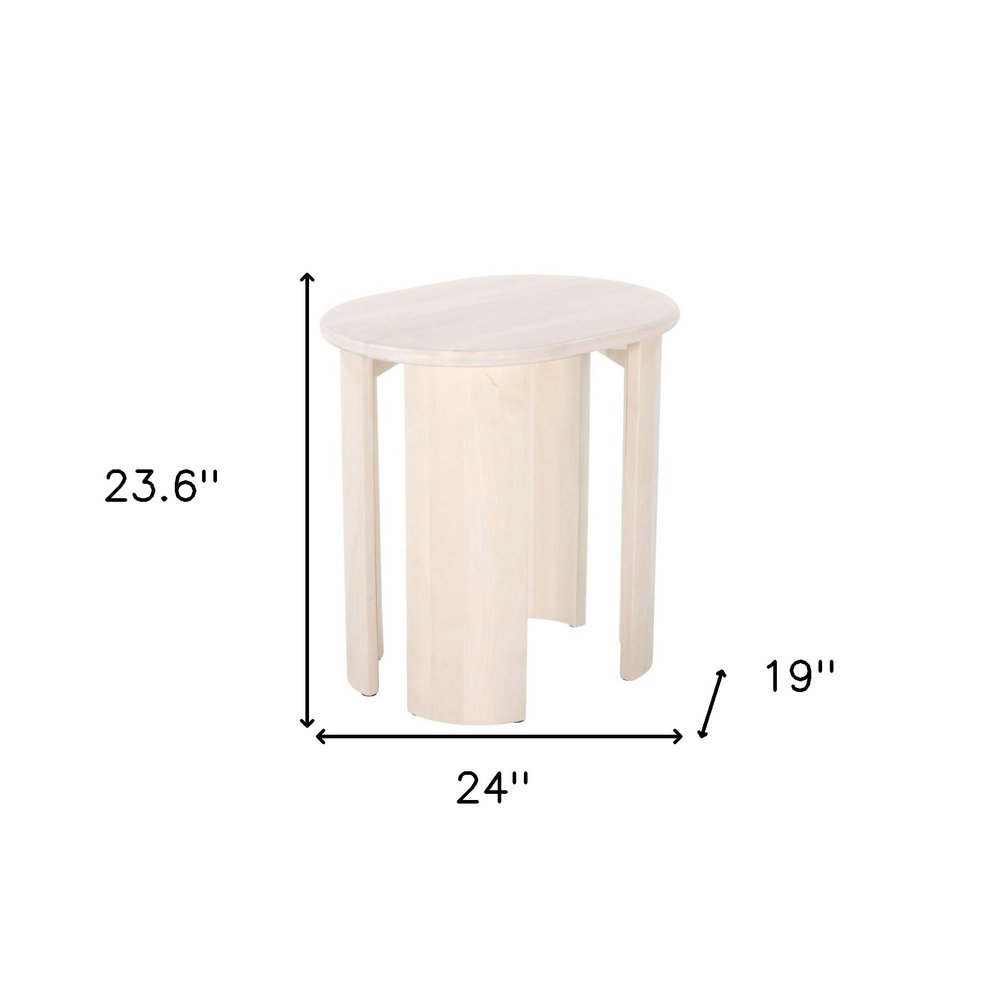 24" Natural Solid Wood Oval End Table