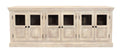 93" Antiqued White Distressed Solid Wood Sideboard with Six Glass Doors