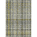 10' X 14' Gray Plaid Washable Non Skid Indoor Outdoor Area Rug