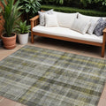 10' X 14' Gray Plaid Washable Non Skid Indoor Outdoor Area Rug