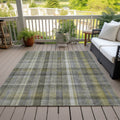 10' X 14' Gray Plaid Washable Non Skid Indoor Outdoor Area Rug