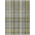 10' X 14' Gray Plaid Washable Non Skid Indoor Outdoor Area Rug
