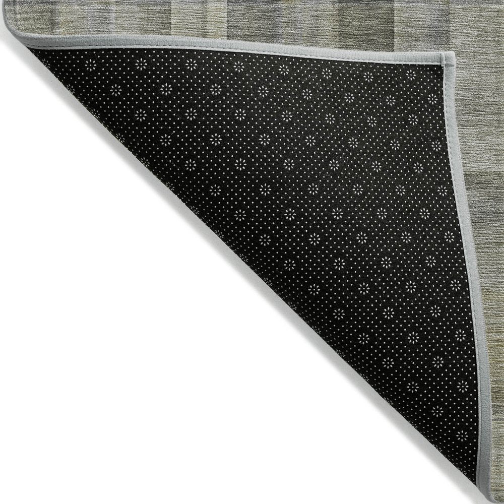 10' X 14' Gray Plaid Washable Non Skid Indoor Outdoor Area Rug