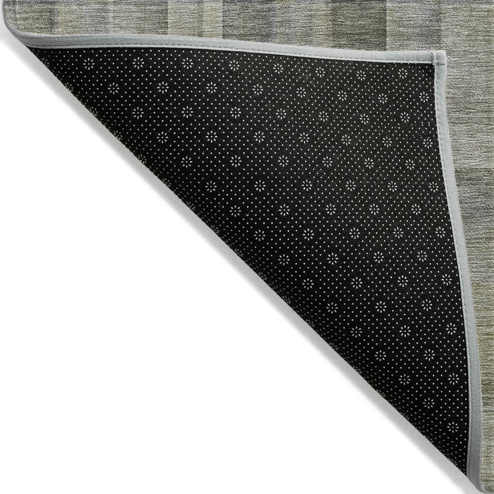 10' X 14' Gray Plaid Washable Non Skid Indoor Outdoor Area Rug