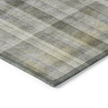 10' X 14' Gray Plaid Washable Non Skid Indoor Outdoor Area Rug
