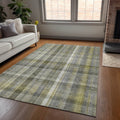 10' X 14' Gray Plaid Washable Non Skid Indoor Outdoor Area Rug