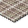 9' X 12' Chocolate and Ivory Plaid Washable Non Skid Indoor Outdoor Area Rug