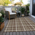 9' X 12' Chocolate and Ivory Plaid Washable Non Skid Indoor Outdoor Area Rug