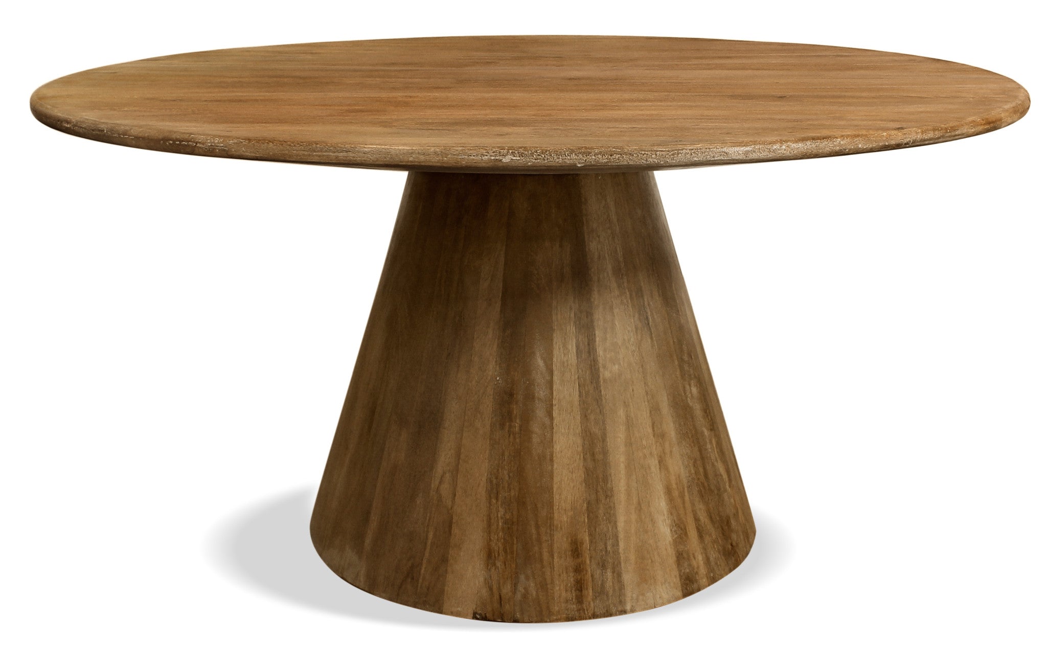 60" Natural Rounded Solid Wood Pedestal Base Dining Table