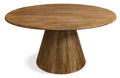 60" Natural Rounded Solid Wood Pedestal Base Dining Table